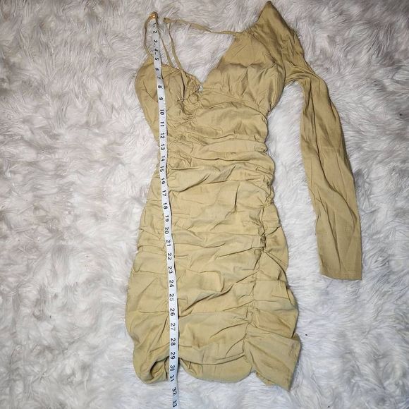 Zara Draped Asymmetrical Ruched Mini Dress - Picture 8 of 12